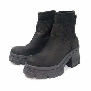 アグ(UGG)のO244-162 UGG アグ ショートブーツ Brooklyn Chelsea ブルックリン チェルシー 1148730 レディース レザー リブ ニット マキシヒール プラットフォーム 厚底 シューズ 撥水 ロゴ(ブーツ)