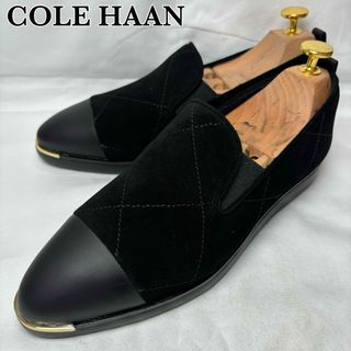 コールハーン(Cole Haan)の【未使用品】コールハーン ウォーターレジスタント ブラック キルテッド スエード(ローファー/革靴)