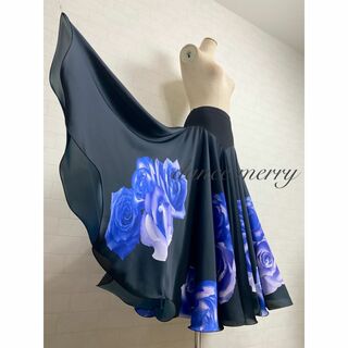新品　パソドブレ　タンゴ　ワルツ　社交ダンス　スカート　黒　青　紫　4705(ダンス/バレエ)