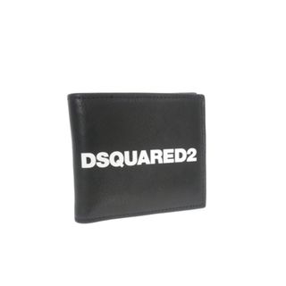 ディースクエアード(DSQUARED2)のディースクエアード 22SS ロゴプリント 二つ折り財布 レザーウォレット 黒(折り財布)