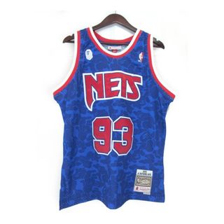 アベイシングエイプ(A BATHING APE)のア ベイシング エイプ A BATHING APE × ミッチェルアンドネス Mitchell & Ness × エヌビーエー NBA ■ 【 NEW JERSEY NETS JERSEY TANKTOP 】 ネッツ ロゴ パッチ メッシュ ノースリーブ バスケット ジャージ　w19219(タンクトップ)