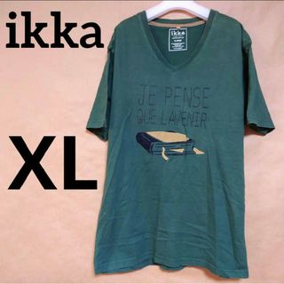 【イッカ ikka】レディース半袖Tシャツ（XL）緑 グリーン