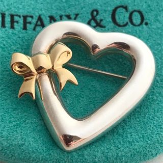 Tiffany ハートウィズボウ ブローチ美品希少