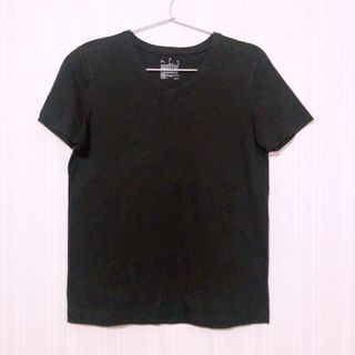 ムジルシリョウヒン(MUJI (無印良品))のtシャツ　黒　半袖　無地　vネック　無印良品　MUJI M(Tシャツ(半袖/袖なし))