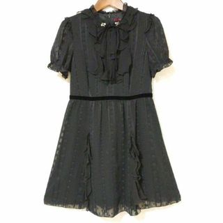 美品★ANNA SUI アナスイ★フリルタイシフォンレースワンピース ブラック