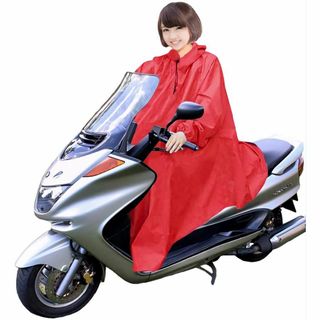 【色: 05.レッド】男女兼用 バイク 自転車 スクーター 用 レインコート ポ(その他)