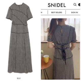 スナイデル(SNIDEL)のSNIDEL メローデザインワンピース ブラック サイズ：1(ロングワンピース/マキシワンピース)