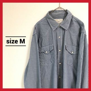 90s 古着 ノーブランド 長袖シャツ ストライプ トップス Ｍ (シャツ)