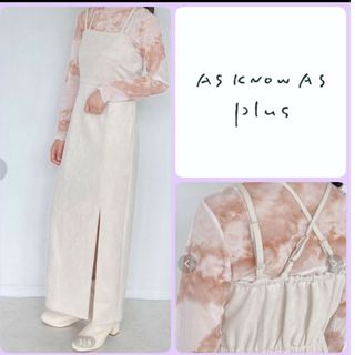 AS KNOW AS - ♡新品AsKnowAsPlus 裾スリットポンチキャミロングワンピースアイボリー