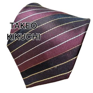 タケオキクチ(TAKEO KIKUCHI)の【TAKEO KIKUCHI】　タケオキクチ　レッド系　ストライプ　日本製(ネクタイ)