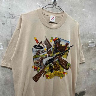 USA製80sビンテージ ハンティングTシャツ AIR WAVES 企業物(Tシャツ/カットソー(半袖/袖なし))