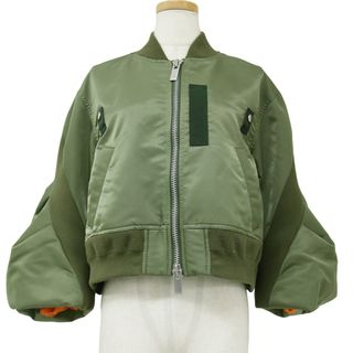 サカイ(sacai)の美品 Sacai サカイ ブルゾン カーキ オリーブ 1(S) 23春夏 バルーンスリーブ ナイロン ツイル ショート丈 Nylon Twill Blouson 23-06670 MA-1 日本製 アウター ジャケット【レディース】【中古】(ブルゾン)