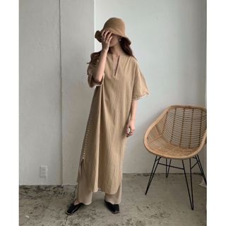 Amiur エミレ side button kaftan ops(ロングワンピース/マキシワンピース)