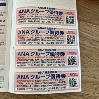 エーエヌエー(ゼンニッポンクウユ)(ANA(全日本空輸))のANA グループ優待券4枚(その他)