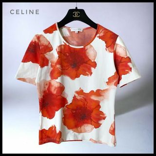 【CELINE】 ニュアンスビッグフラワー ストレッチカットソー  Tシャツ