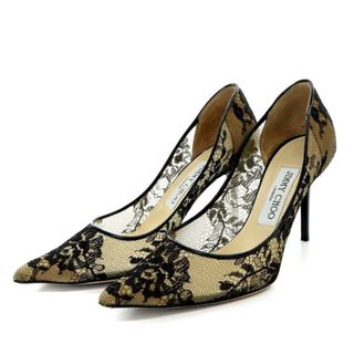 ジミーチュウ(JIMMY CHOO)のジミーチュウ パンプス ピンヒール ポインテッドトゥ レース 36.5 黒(ハイヒール/パンプス)