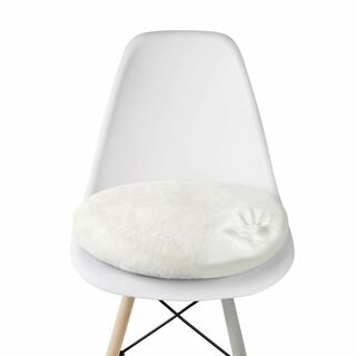 【色: ホワイト】Perle 低反発 座布団 クッション 丸型 椅子用 直径 4(クッション)