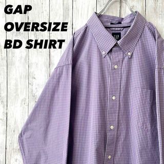 ギャップ(GAP)のUS古着 GAP 長袖ブロードチェック柄BDシャツ　ゆるだぼオーバーサイズ紫系(シャツ)