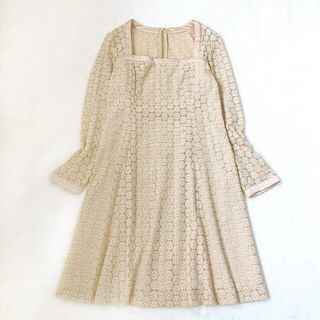 MOGA - MOGAモガ　ワンピース　フラワー　刺繍　レース　長袖　ベージュ　9号　M