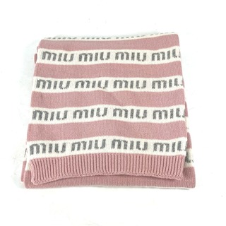 ミュウミュウ(miumiu)のミュウミュウ MIUMIU ロゴ 5FS031 マフラー ウール/カシミヤ ピンク 美品(マフラー/ショール)