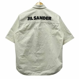 Jil Sander - JIL SANDER ジルサンダー 品番 HS JM BM 0011 バックロゴ コットン キャンバス シャツ 半袖 サイズ 39 正規品 / 34485