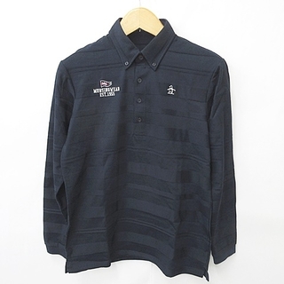 マンシングウェア(Munsingwear)のマンシングウェア ゴルフ シャツ ポロシャツ 長袖 ボーダー 紺 ネイビー L(ウエア)