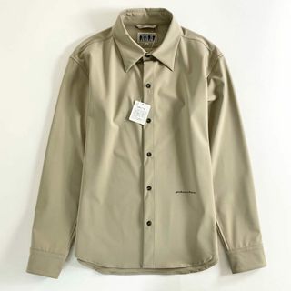 70e25 《未使用》 イタリア製 giab's ARCHIVIO ジャブスアルキヴィオ BR別注 長袖シャツ DUCCIO SHIRTS 伸縮ストレッチ 素材ロゴプリント サイズ46 ベージュ メンズ(シャツ)