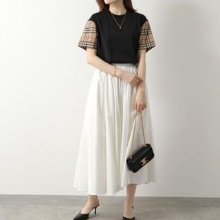 バーバリー(BURBERRY)のBurberry チェックスリーブCotton T-shirt ブラックS(Tシャツ(半袖/袖なし))