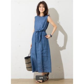 ニジュウサンク(23区)の23区　LIBECO LINEN リボンベルトワンピース 麻　￥33,000(ロングワンピース/マキシワンピース)