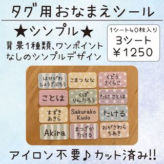 タグ用お名前シール ★シンプルデザイン★ １シート