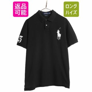 ラルフローレン(Ralph Lauren)のビックポニー ポロ ラルフローレン 鹿の子 半袖 ポロシャツ メンズ XL / 古着 半袖シャツ ナンバリング コットン SLIM FIT ワンポイント 黒(ポロシャツ)