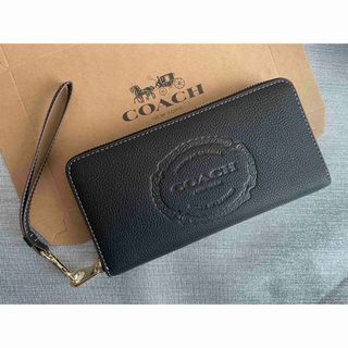 COACH  長財布　レザー　ブラック　ロゴ　未使用品