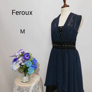 フェルゥ(Feroux)のフェルゥ　極上美品　ドレス　ワンピース　パーティー　ネイビー色系　Мサイズ(ナイトドレス)