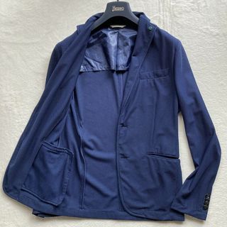 ザラ(ZARA)のZARA ニットジャケット アンコン ストレッチ 春夏 ネイビー L相当 洗える(テーラードジャケット)