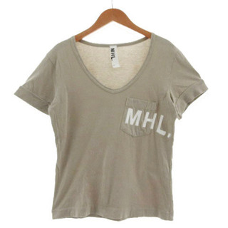 マーガレットハウエル MHL. Ｔシャツ 胸ポケ ロゴプリント  グレージュ 2(Tシャツ(半袖/袖なし))