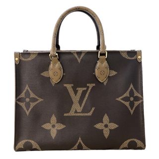 ルイヴィトン(LOUIS VUITTON)の　ルイ・ヴィトン LOUIS VUITTON オンザゴーMM M45321 ブラウン ゴールド金具 モノグラム・ジャイアントリバース ユニセックス ハンドバッグ(ハンドバッグ)