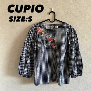 新品 CUPIO 刺繍 ギンガムチェック Sサイズ 海外 レディース 花柄(シャツ/ブラウス(長袖/七分))