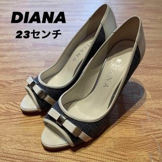 ダイアナ(DIANA)のDIANA ダイアナ オープントゥ ハイヒール パンプス リボン 23センチ(ハイヒール/パンプス)