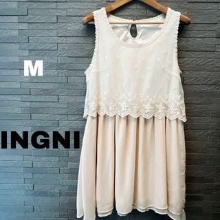 INGNI - イング　INGNI　ホワイト×ピンク　ドッキングワンピース　Mサイズ　チュニック