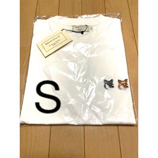 メゾンキツネ(MAISON KITSUNE')の⑤ S メゾンキツネ　ダブルフォックス　半袖Tシャツ　白(Tシャツ(半袖/袖なし))