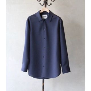 Jil Sander - 限定特価 JIL SANDER バルカラーウールシャツ 38 ネイビー