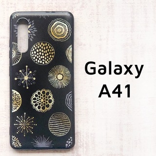 Galaxy A41 黒 サークル ソフトケース カバー(Androidケース)
