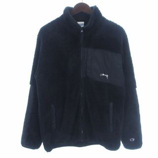 STUSSY - ステューシー×チャンピオン C8-J624 フリースジャケット ロゴ 黒 M