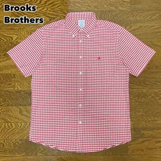 美品 Brooks Brothers シャツ 半袖 ギンガムチェック 刺繍ロゴ(Tシャツ/カットソー(半袖/袖なし))