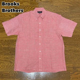 美品 Brooks Brothers チェックシャツ 半袖 リネン100(Tシャツ/カットソー(半袖/袖なし))