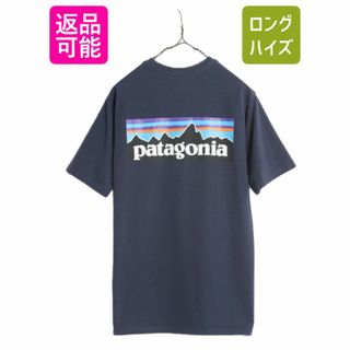 パタゴニア(patagonia)の22年製 パタゴニア 両面 プリント 半袖 Tシャツ メンズ S / 古着 Patagonia アウトドア P6 ボックスロゴ バックプリント クルーネック 紺(Tシャツ/カットソー(半袖/袖なし))