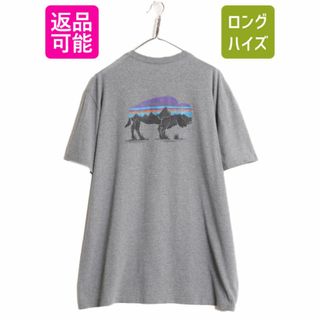 パタゴニア(patagonia)の19年製 パタゴニア 両面 プリント 半袖 Tシャツ メンズ XXL Patagonia アウトドア フィッツロイ バイソン グラフィック バックプリント 灰(Tシャツ/カットソー(半袖/袖なし))