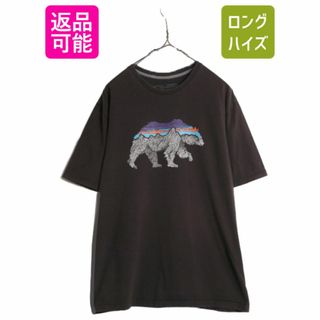 パタゴニア(patagonia)の21年製 パタゴニア フィッツロイ ベア プリント 半袖 Tシャツ メンズ M 古着 Patagonia アウトドア グラフィック オーガニック コットン 黒(Tシャツ/カットソー(半袖/袖なし))