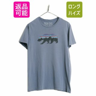 パタゴニア(patagonia)の18年製 USA製 パタゴニア フィッツロイ ベア プリント 半袖 Tシャツ メンズ L Patagonia アウトドア グラフィック スリムフィット イラスト(Tシャツ/カットソー(半袖/袖なし))