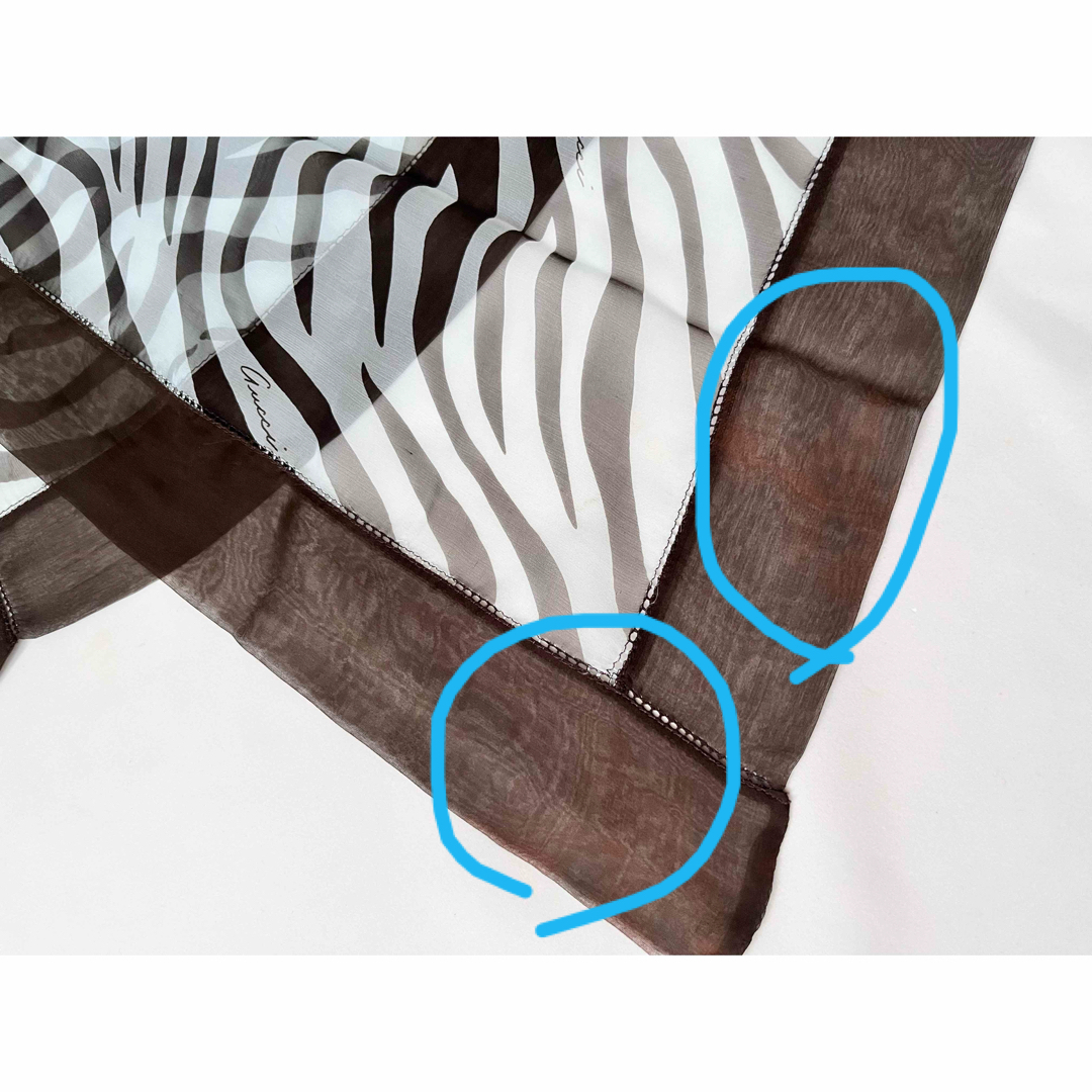 Gucci(グッチ)のGUCCI トムフォード期 シルクシフォン・スカーフ (ブルーゼブラ) レディースのファッション小物(バンダナ/スカーフ)の商品写真